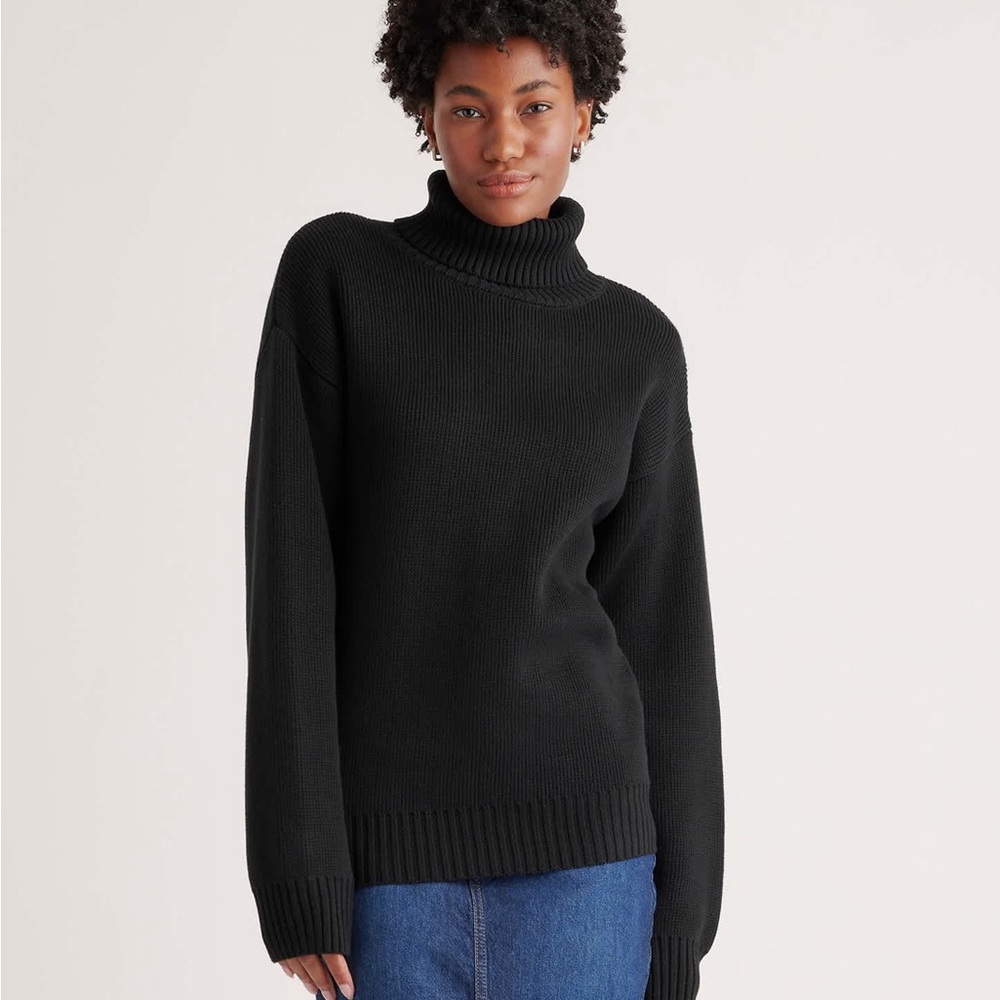 Quince Black Turtleneck Sweater